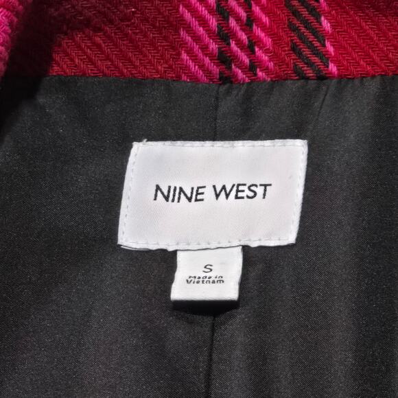 Nine West Red & Pink Plaid Single Button Blazer Jacket - Picture 4 of 9